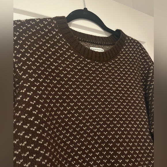 Frank & Oak Men Brown Pattern Long Sleeve Sweater Size Medium - Picture 5 of 8